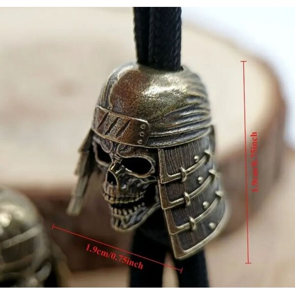 Bead Anhänger Skull Warrior Krieger Totenkopf Helm Schlüsselanhänger aus Messing EDC