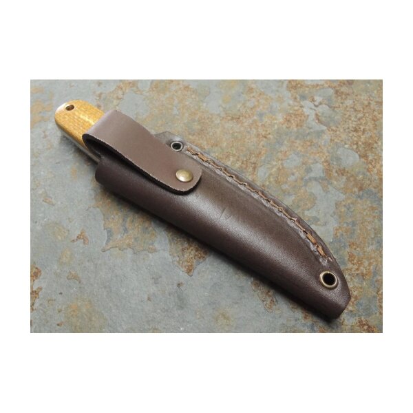 Brisa Necker 70 Sc EDC Messer 12C27 Stahl Mustard Micarta mit Linkshänderscheide