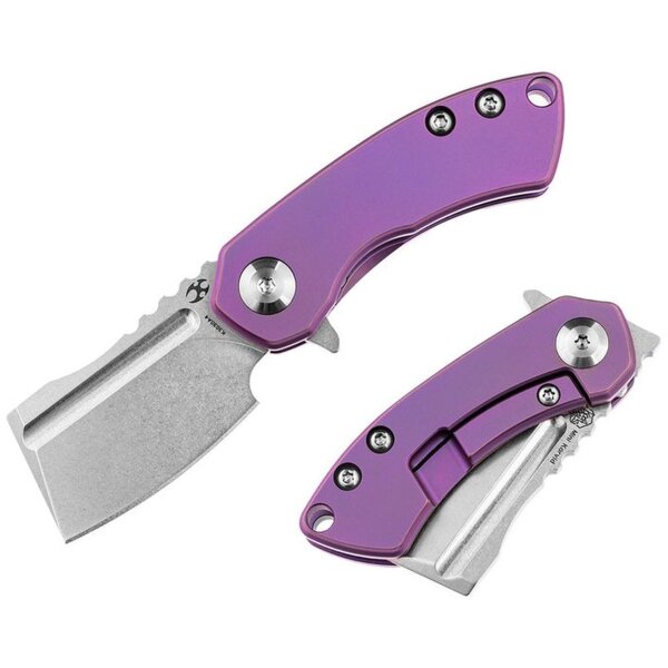 Kansept Knives Mini Korvid Flipper by Koch Tools Purple Lila Titanium Handle und Klinge aus CPM-S35VN