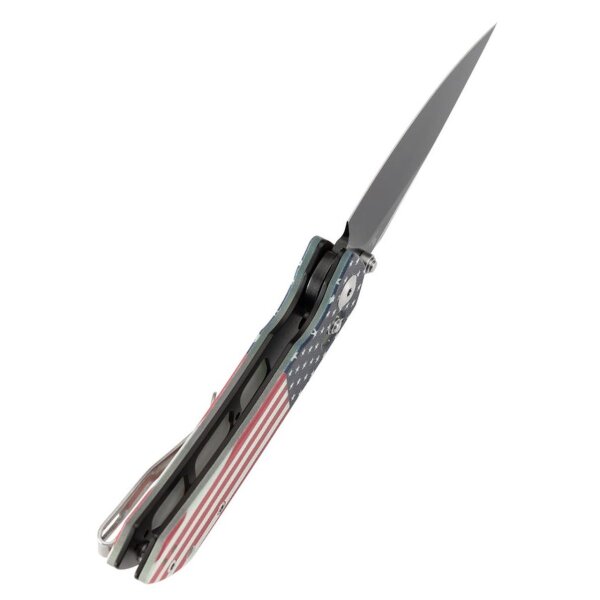 Kansept Tenable Knives Fenrir Cross Bar American Flag G10 Griff Blackwashed Nitro-V Klinge Sparrow Design