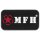 MFH Gummipatch Patch Klettabzeichen Klett 7,5cm x 4cm schwarz wei&szlig; rot Logo