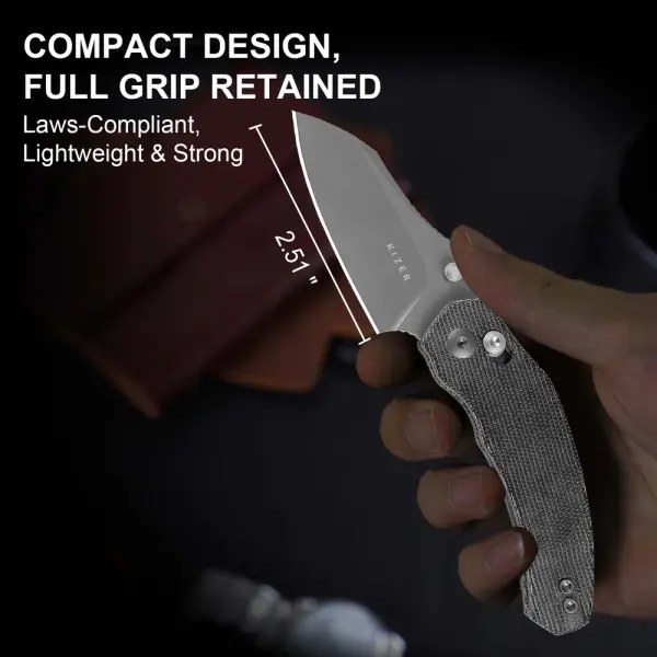 Kizer Mini Bulldog Nitro-V Micarta Clutch Lock Folder