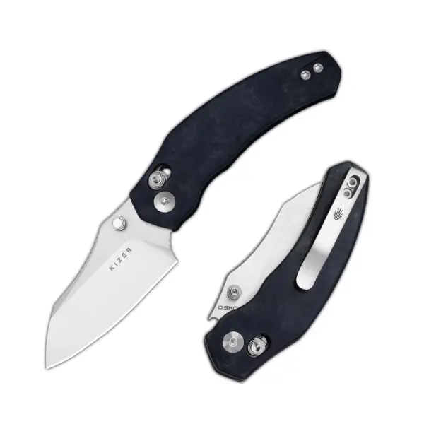 Kizer Mini Bulldog Nitro-V Blue Richlite Clutch Lock Folder