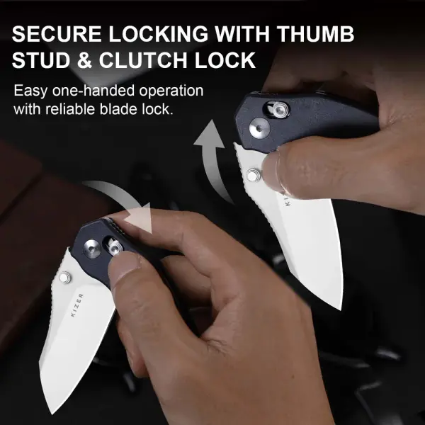 Kizer Mini Bulldog Nitro-V Blue Richlite Clutch Lock Folder
