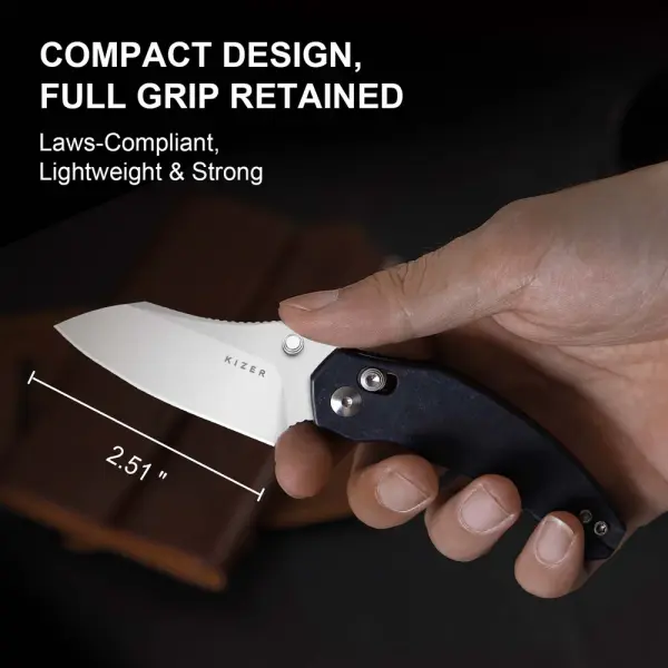 Kizer Mini Bulldog Nitro-V Blue Richlite Clutch Lock Folder
