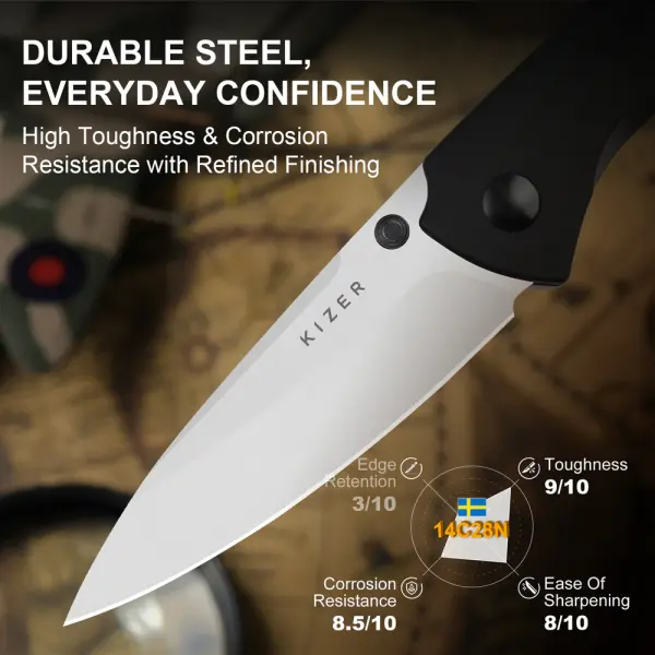Kizer Spitfire Folder 14C28N Stahl Aluminium / Richlite