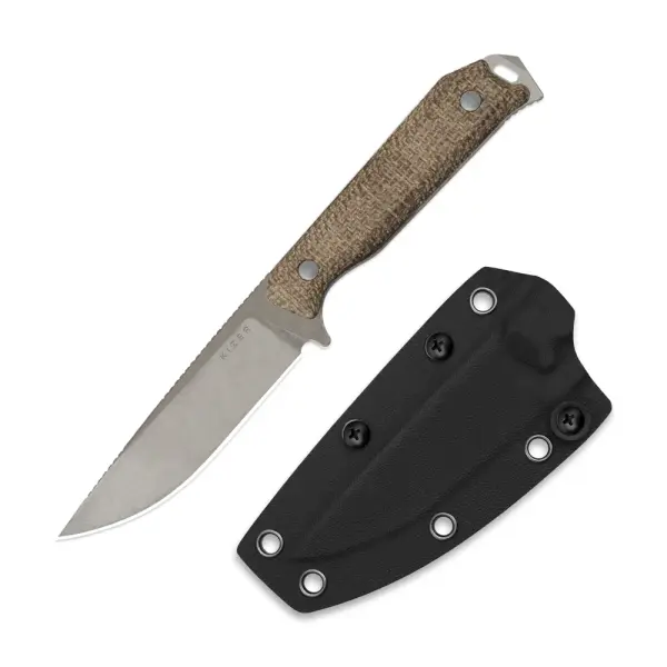 Kizer Begleiter Fix Outdoormesser 3V Stahl Burlap Micarta