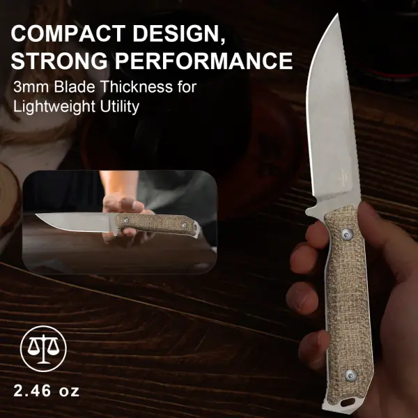 Kizer Begleiter Fix Outdoormesser 3V Stahl Burlap Micarta