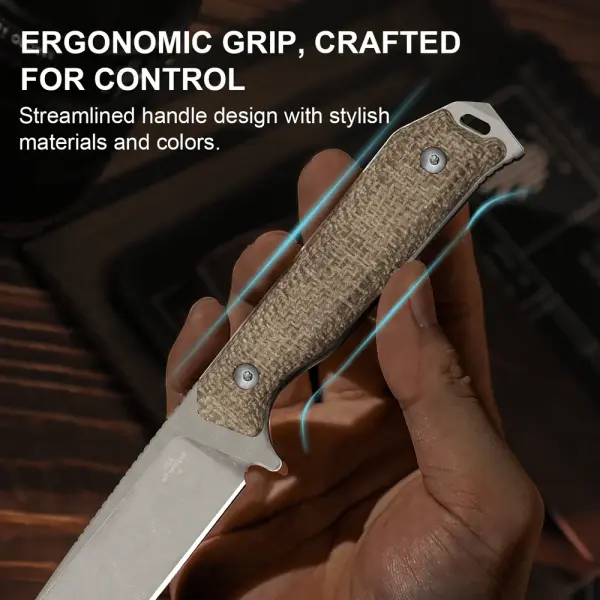 Kizer Begleiter Fix Outdoormesser 3V Stahl Burlap Micarta
