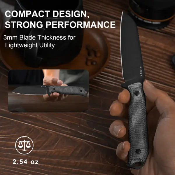 Kizer Begleiter Fix Outdoormesser 3V Stahl Micarta Kydexscheide