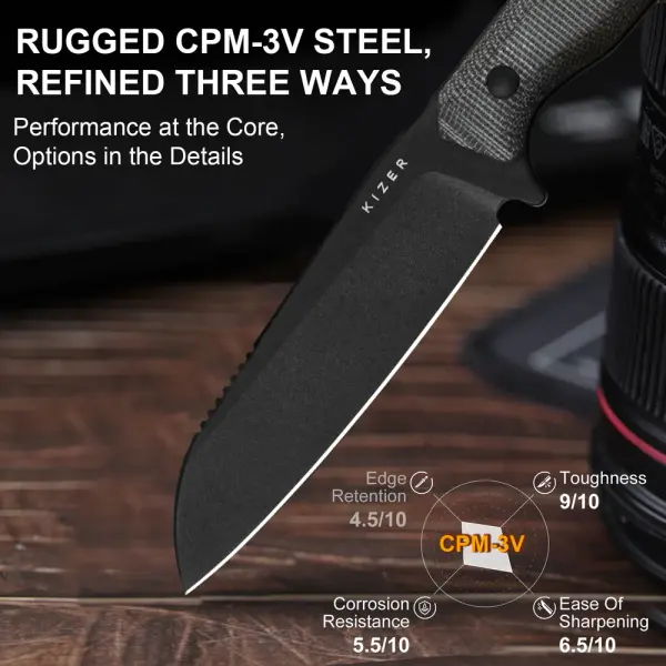 Kizer Begleiter Fix Outdoormesser 3V Stahl Micarta Kydexscheide