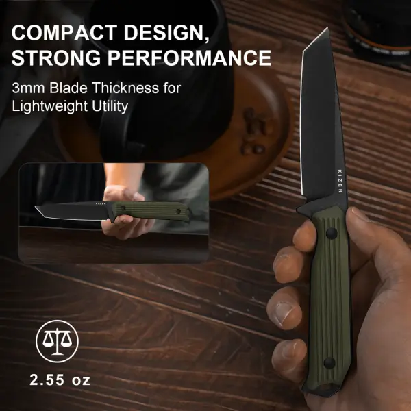 Kizer Begleiter Fix Outdoormesser AEB-L Stahl G10 OD Green