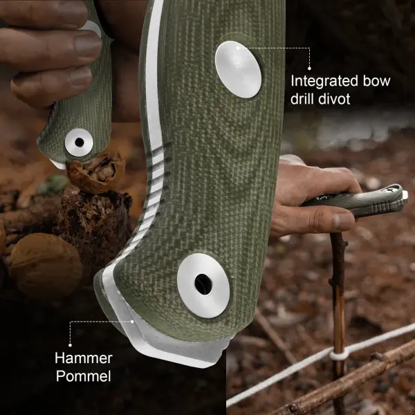 Kizer Drop Bear Fix 7 Outdoormesser AEB-L Stahl Micarta