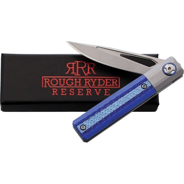 Rough Ryder Reserve Framelock Blue CF Taschenmesser D2 Stahl G10 / Carbon Fiber