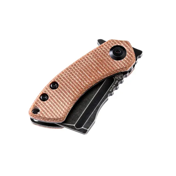 Kansept Knives Mini Korvid Flipper Brown Micarta by Koch Tools
