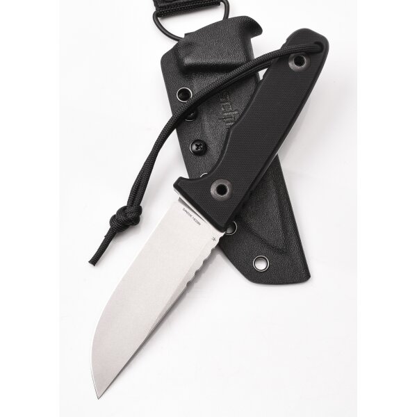 Schnitzel TRI Messer Outdoormesser schwarz 14C28N Stahl G10 Griff Kydexscheide