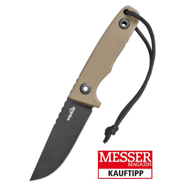 Schnitzel TRI Messer Outdoormesser Sand 14C28N Stahl G10 Griff Kydexscheide