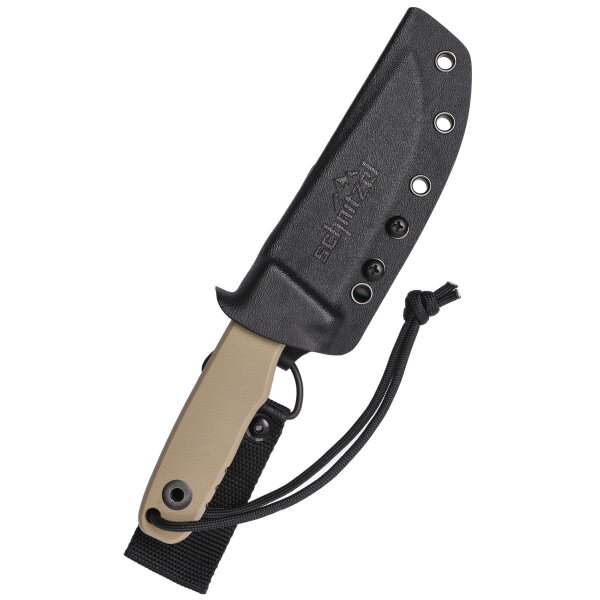 Schnitzel TRI Messer Outdoormesser Sand 14C28N Stahl G10 Griff Kydexscheide