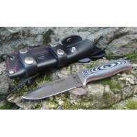 Cudeman MT-5 N695 Micarta Schwarz inkl. Lederscheide