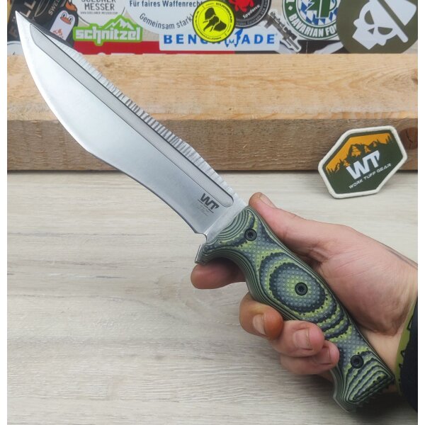 Work Tuff Gear Little Evil Fighter Gen 2 Zombie Green Camo Outdormesser Bohler K329 Stahl Design by Zeke Menacho
