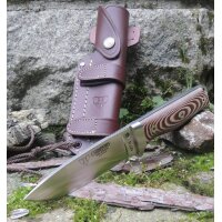 Cudeman MT-5 N695 Micarta Braun inkl. Lederscheide