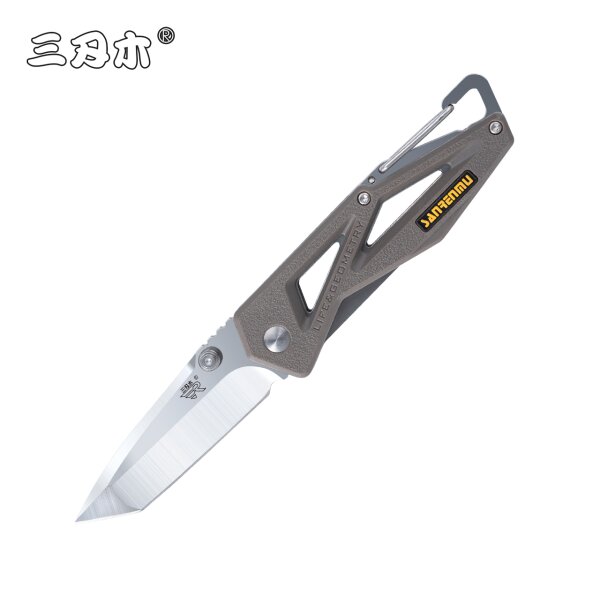 Sanrenmu Messer 7049LTX-PQ Tanto Taschenmesser 8Cr13 Stahl Kunststoffgriff Grau