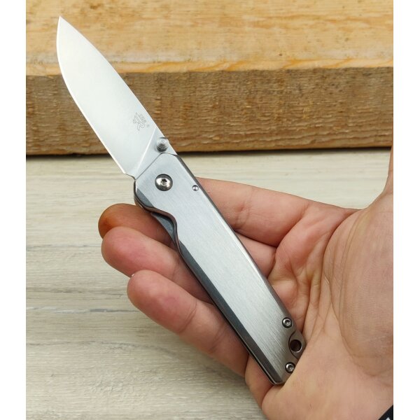 Sanrenmu Messer 7096LUC-SF Taschenmesser 12C27 Stahl 420 Edelstahlgriff Linerlock