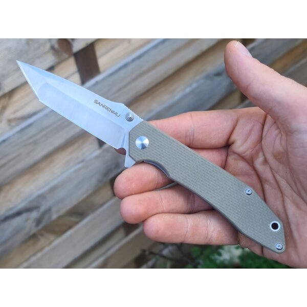 Sanrenmu Messer9001LTC-GV Tanto Taschenmesser 12C27 Stahl G10 Kugellager Linerlock
