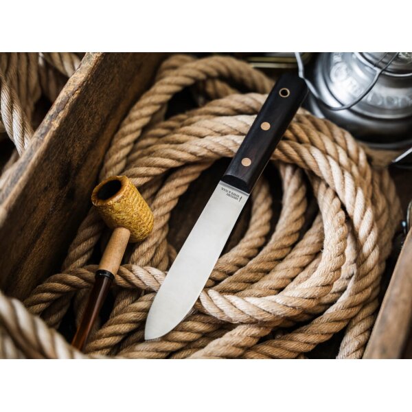 History Knife & Tool Matrosenmesser 1.4116 Stahl Ebenholz Lederscheide
