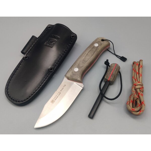 Joker Erizo TS2 EDC Knife Lederscheide Canvas Micarta Feuerstarter