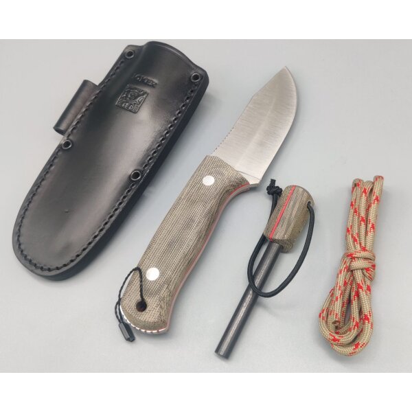 Joker Erizo TS2 EDC Knife Lederscheide Canvas Micarta Feuerstarter