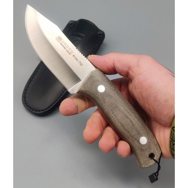 Joker Erizo TS2 EDC Knife Lederscheide Canvas Micarta Feuerstarter