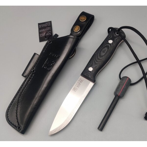 Joker Scandi Bushlord Sleipner Stahl Micarta Lederscheide Feuerstarter