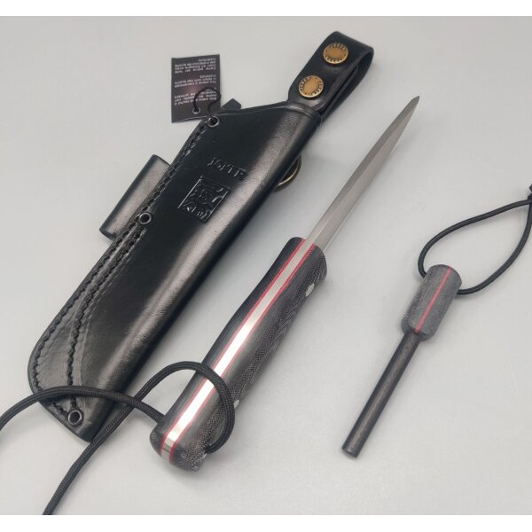 Joker Scandi Bushlord Sleipner Stahl Micarta Lederscheide Feuerstarter