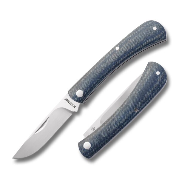 RoseCraft Blades Overall Creek Farm Hand D2 Stahl Slipjoint Denim Micarta