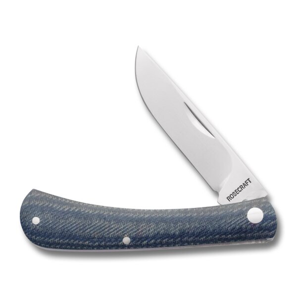 RoseCraft Blades Overall Creek Farm Hand D2 Stahl Slipjoint Denim Micarta