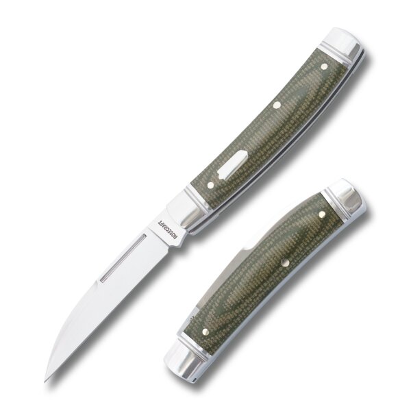 RoseCraft Blades Mud Creek Congress Green Micarta D2 Stahl Slipjoint