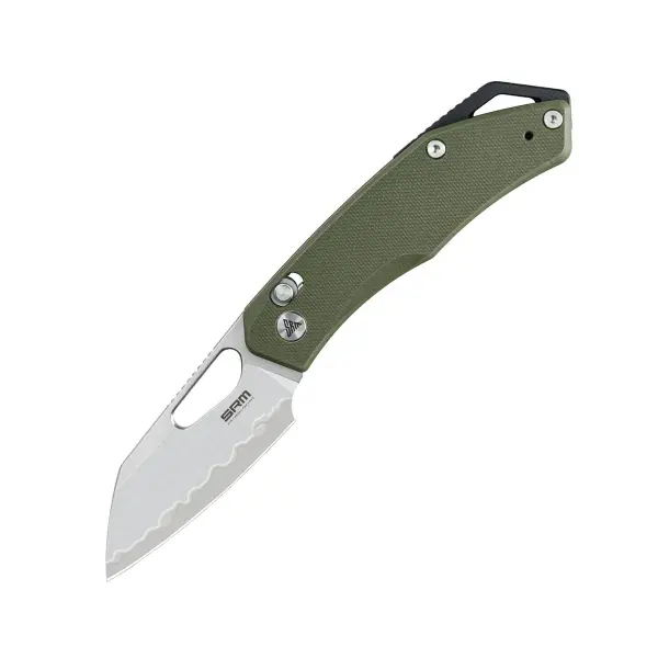 SRM Knives CUB 261M-GP2 Ambi Lock Folder Olive G10 140Cr Laminatstahl