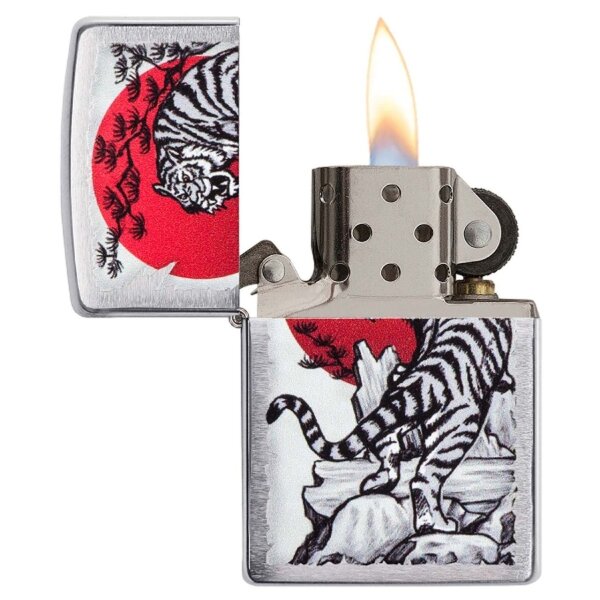 ZIPPO chrom gebürstet Japan Tiger Benzinfeuerzeug 60004590