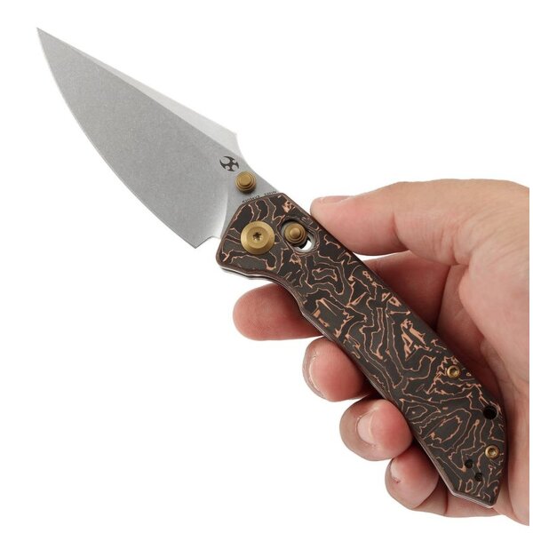 Kansept Knives Fenrir Crossbar Lock Copper Carbon Fiber Handle CPM-S35VN Greg Schob Design