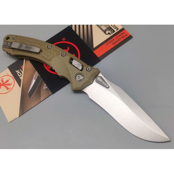 Microtech Amphibian S/E Ram Lok OD Böhler M390MK Stahl Stonewash
