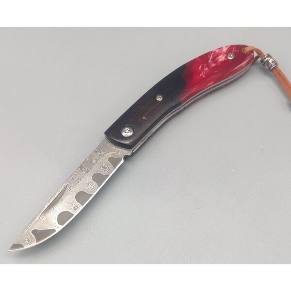 Albainox Black-Red Damast Taschenmesser Ebenholz/Resingriff