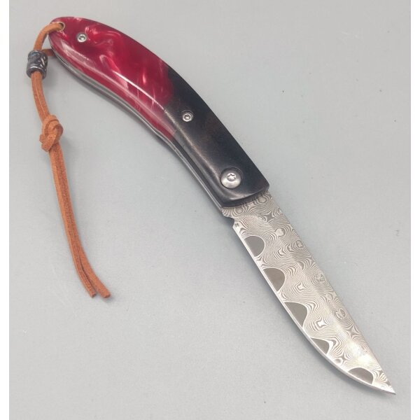 Albainox Black-Red Damast Taschenmesser Ebenholz/Resingriff
