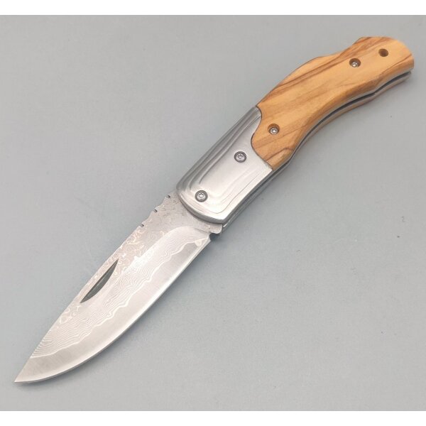 Albainox Olive Damast Taschenmesser Olivenholzgriff