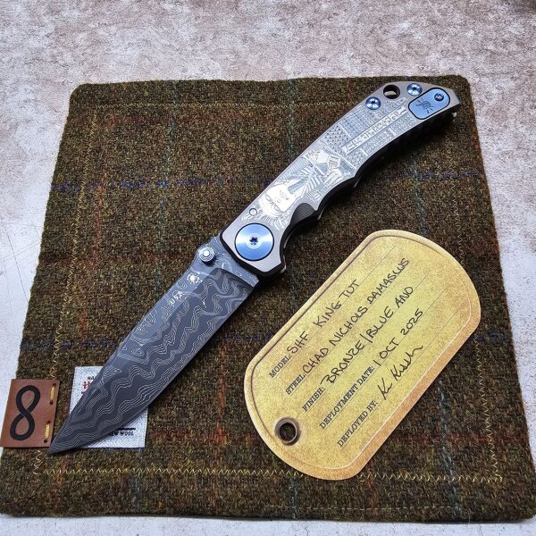 Spartan Blades SF5 Custom Chad Nichols Damast Harsey Folder - King TUT Egypt Made in USA