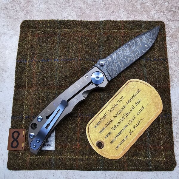 Spartan Blades SF5 Custom Chad Nichols Damast Harsey Folder - King TUT Egypt Made in USA
