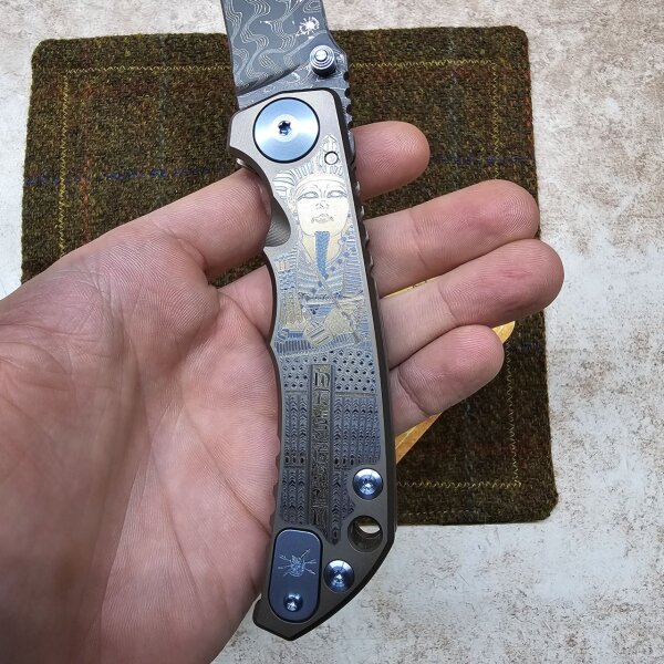 Spartan Blades SF5 Custom Chad Nichols Damast Harsey Folder - King TUT Egypt Made in USA