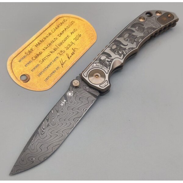 Spartan Blades Messer SF5 Damast Chad Nichols Stahl Harsey Folder - Marchin Spartans