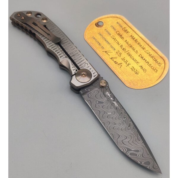 Spartan Blades Messer SF5 Damast Chad Nichols Stahl Harsey Folder - Marchin Spartans
