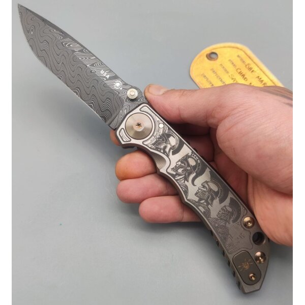 Spartan Blades Messer SF5 Damast Chad Nichols Stahl Harsey Folder - Marchin Spartans
